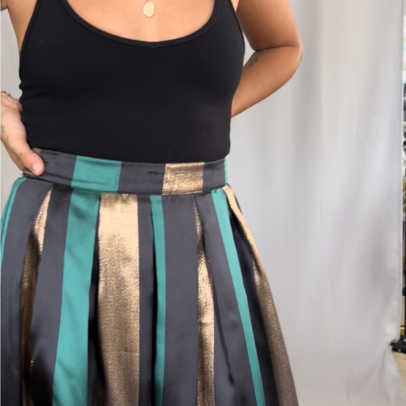 EVENING black, gold and green striped maxi skirt - perfect for holiday events - Picture 5 of 7